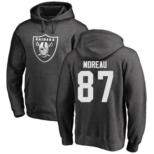 Men Oakland Raiders Ash Foster Moreau One Color NFL Football #87 Pullover Hoodie Sweatshirts